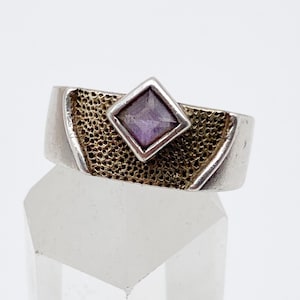 Anillo vintage de amatista de 60 años 925 Plata vergoldet lila Tamaño 53/54 - 17 mm