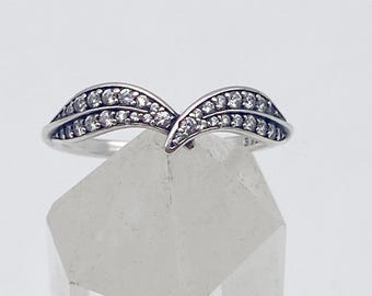 Pandora Ring 925 Silber mit weißen Steinen- Größe  56 - 17,8 mm