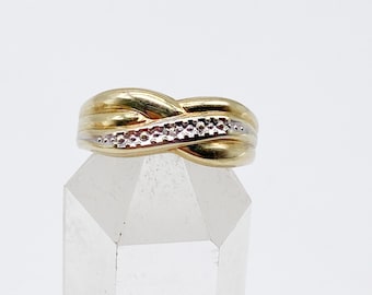 14k Gelbgold Ring Goldring 585er Gold Ring mit einem kleinen 0,005 ct Diamanten gestempelt - Größe 56/57 - 18 mm