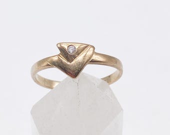 60er Jahre 8k 333 Goldring mit weißem Stein - Größe 58/59 - 18,7 mm