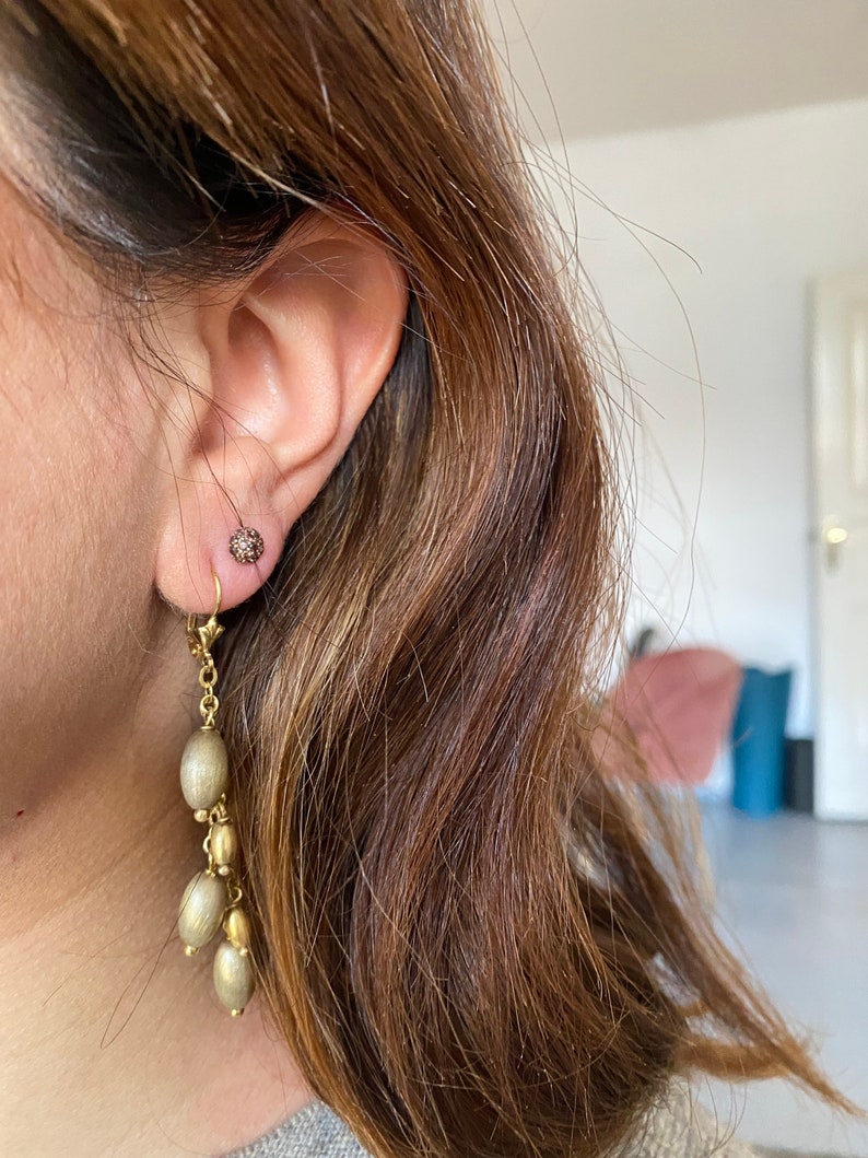 Rosé Gold Topasohrstecker aus 925 Silber vergoldet und braunen Topas Steinen aus Brasilien image 2