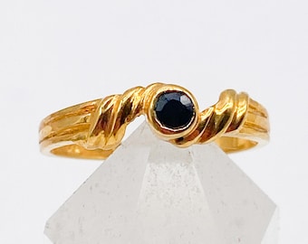 Anello Saphir vintage anni '60 in argento 925 con pietra Saphir - Größe 53 - ca. 16,9 mm