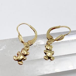 Kleine 333 Gold 8k Vintage Ohrringe Bär echtes Gold