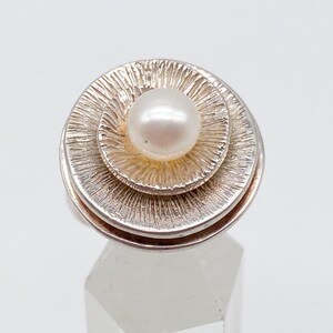 Designer Paola Valentini Vintage Perlenring aus Italien aus 925 Silber - Größe 57 18,1 mm