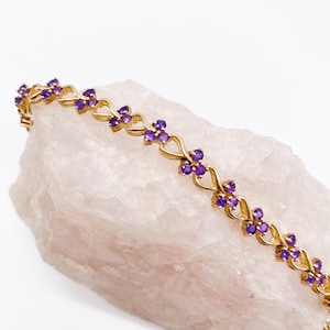 60er Jahre Amethyst Armband aus 925 Silber vergoldet