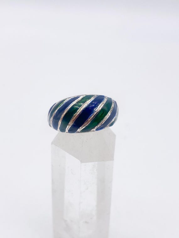 40er Emaille Jahre Vintage Ring aus altem 800 Silber Größe 54 - 17,2 mm