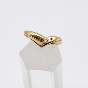 14k Gelbgold Ring Goldring 585er Gold Ring mit dreie kleinen 0,02ct Diamanten gestempelt - Größe 48 - 15,3 mm