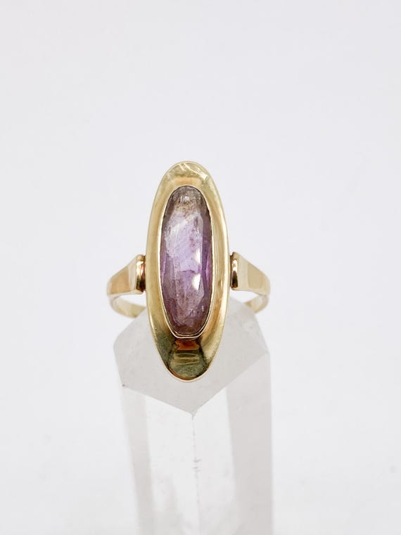 14K Echtgold 60er Jahre Vintage Amethyst Ring 585 Gold lila  Größe 58 - 18,5 mm