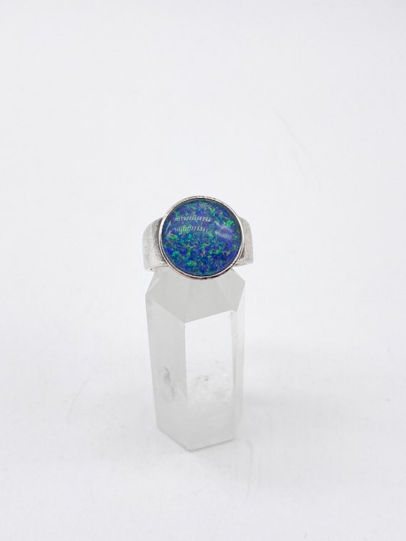 Opal Triplet Vintage Ring 925 Silber blau weiß Größe 61/62 - 19,6 mm