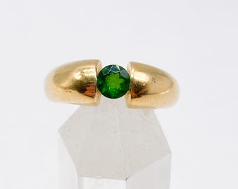 90er Jahre Harry Ivens Vintage Ring 925 Plata vergoldet mit Chromdiopsid Stein Größe 56/57 - 18 mm