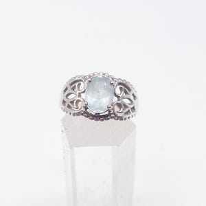 70er Jahre Vintage Ring mit hellblauem Aquamarin - Größe 62 - 19,7 mm