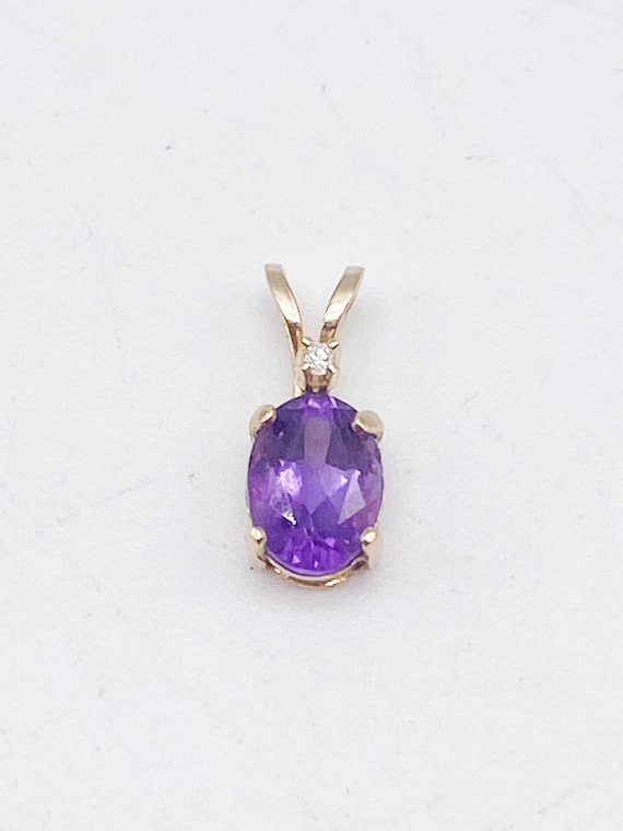 585 Gold 14k Anhänger mit Amethyst und Diamand Echtgold