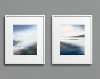 Set of 2 Fine art prints | Misty Nordic water artwork | Neutral Wall art | Serene Home decor | Vertical prints of Misty Mountains