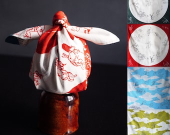 Chōjū-jinbutsu-giga, Furoshiki, Natale, tessuto giapponese, caricature di animali, rane, conigli, scimmie. Panni, regalo, confezioni sostenibili
