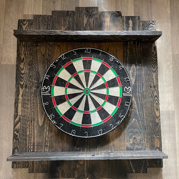 Dart board surround perfect for any dartboard fantastic safety for your walls for those stray darts! 2 shelves for storage