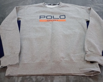 Vintage Polo Sport Ralph Lauren Sweatshirt Mens XL Gray Graphic Print Crew Neck