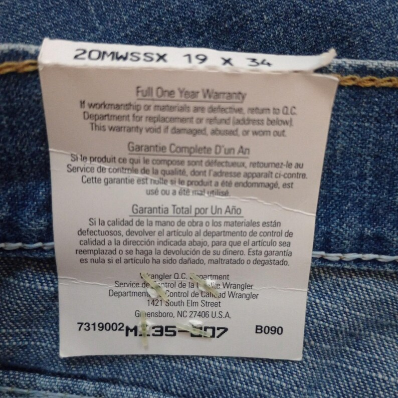 Vintage Wrangler Jeans Womens 19 x 34 20MWS USA Made Cowboy Cut Relaxed Low Rise image 7