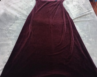 Vintage 90s Y2K Fairy Grunge Dress Womens 10 Burgundy Velvet Empire Waist