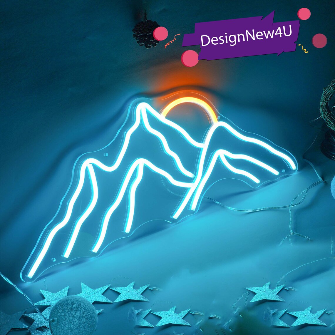 Mountains Neon Sign / Sunset Home Decor / Sunrise Neon Sign / | Etsy