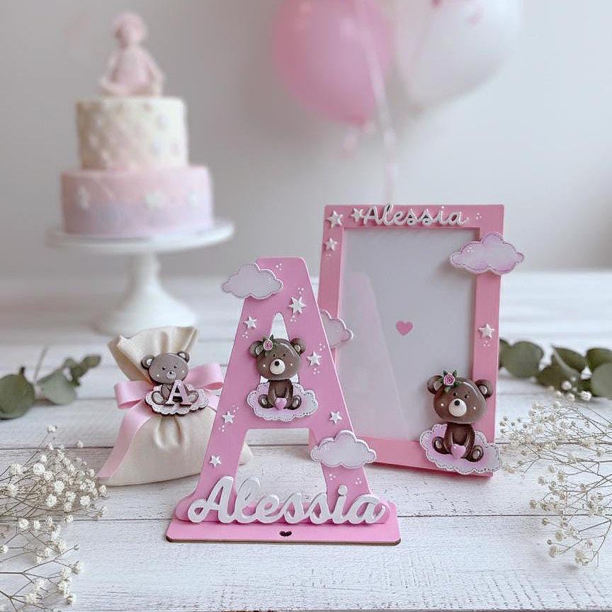 Tableau Battesimo Stampabile con segnatavoli, Tableau Bambino, Decorazione Battesimo, Battesimo Fai da Te, Tableau Orso - Italia