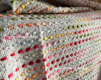 Multi Color Hand woven Cotton Throw, Turkish Blanket , Pure Cotton Handmade Throw, Couch Coverlet, Summer Light Weight Throw, Wedding Gift