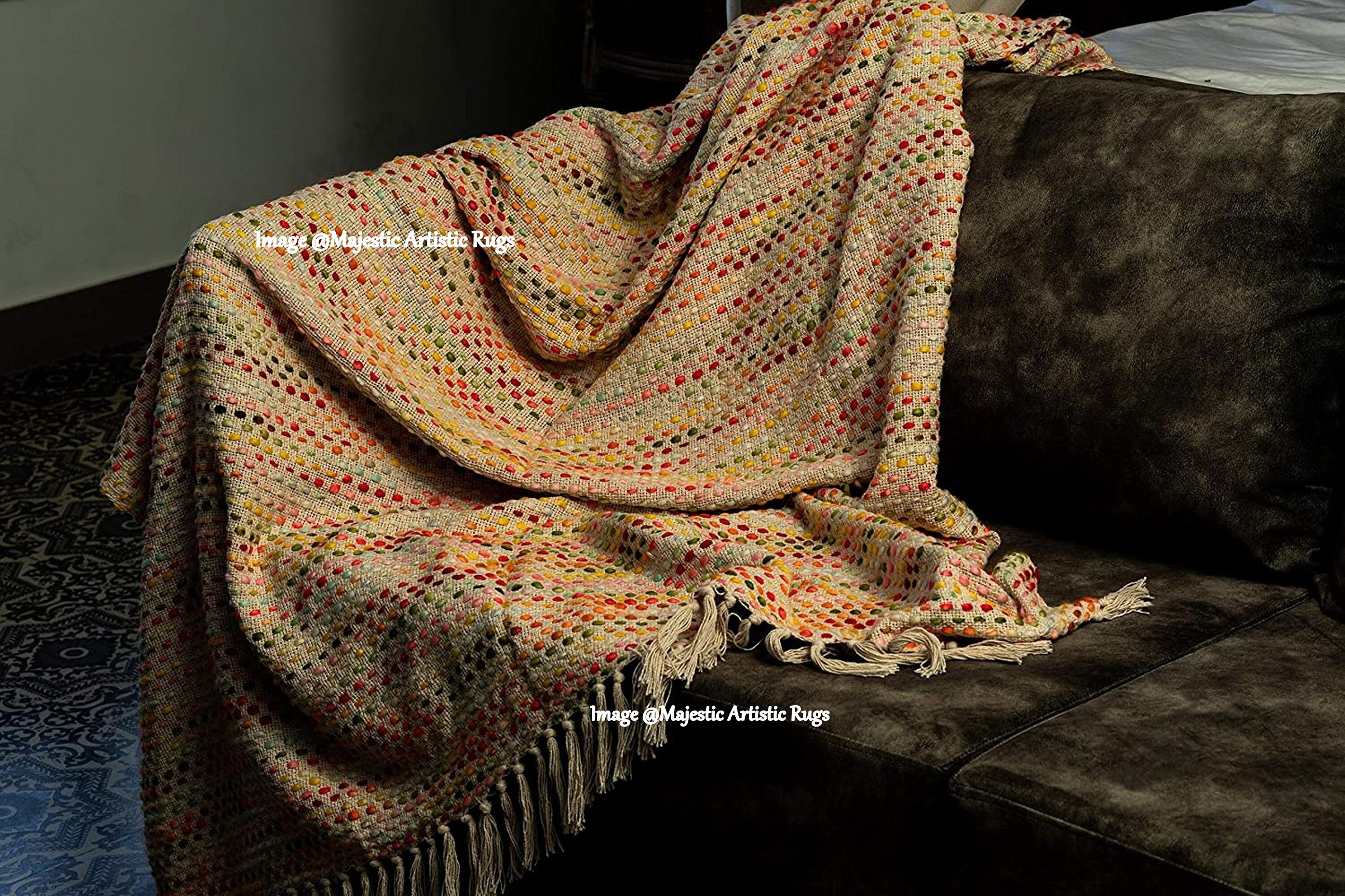 Multi Color Hand woven Cotton Throw Turkish Blanket Pure Etsy
