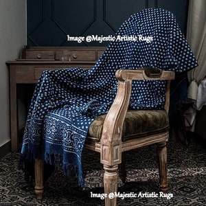 Indigo Cotton Throw, Boho Throw, Hand block Print Throw, 100% Cotton Blanket, Beach Blanket, Handmade Picnic Throw, Gift for her, Sofa Throw