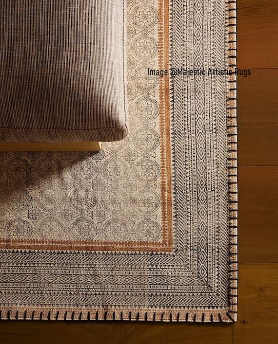 Cotton Handwoven Rug Indian Durrie Cotton Rug 4 x 6 Feet Cotton Carpet- Handmade Rug Abstract Design Cotton Flat Weave handmade Rug