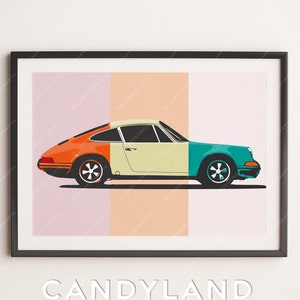 ポルシェ 911 プリント オリジナルアート 壁ポスター 装飾 クリスマス 父の日 誕生日 アンディ ウォーホル スタイル クラシックカー カレラ ターボ 空冷