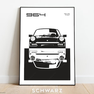 Porsche 911 964 Druck Original Kunst Wand Poster Dekor Vatertag Geburtstag Andy Warhol Stil Classic Car Carrera Turbo Air Cooled