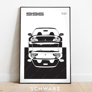 Porsche 911 996 Print Original Art Wall Poster Decor Fathers Day Birthday Andy Warhol style Classic Car Carrera Turbo Air Cooled