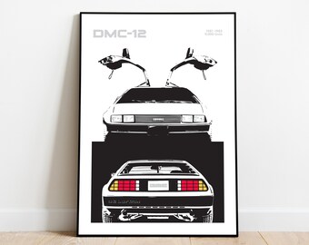 DMC DeLorean Print or Canvas - Original Art - Wall Decor