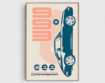 Porsche 911 Print 993 Original Art Wall Poster Decor Fathers Day Birthday Andy Warhol Art Deco Classic Car Carrera Turbo Air Cooled