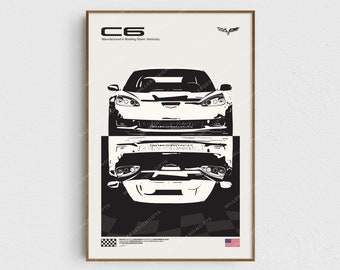 C6 Corvette Print | Original Chevrolet Wall Art Poster | Mid-Century Modern