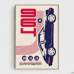Porsche 911 964 impression affiche murale d'art originale déco fête des pères anniversaire Andy Warhol Art déco voiture classique Carrera refroidi par Air