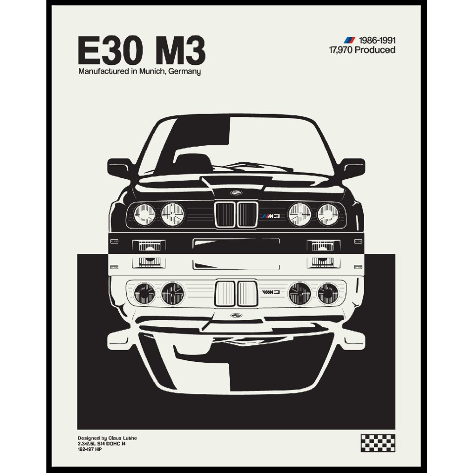 BMW E30 M3 Print Original Wall Art Poster Decor Midcentury - Etsy