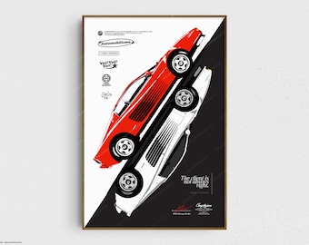 Ferrari Testarossa-tryck - Original väggkonst-affischdekor - Midcentury Modern