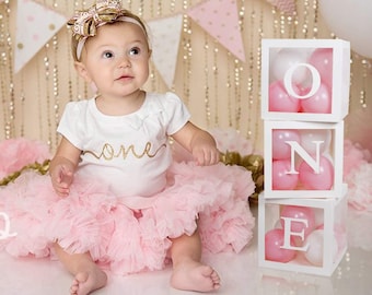 First Birthday Balloon Boxes for Baby Girl or Baby Boy, 1st Birthday Decorations, First Birthday Photo Shoot Prop