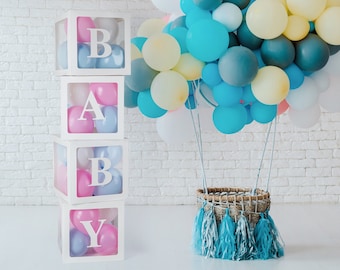 BABY Boxes for Baby Shower WITH Balloons, Balloon Clear Boxes, Gender Reveal, BABY Shower Boxes, Baby Box Photo Prop, Baby Shower Decoration
