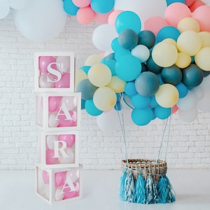 Customizable Baby Block Balloon Box with Letters, Baby Shower Decorations, Jumbo Transparent Balloon Boxes For All Events, Party Decor