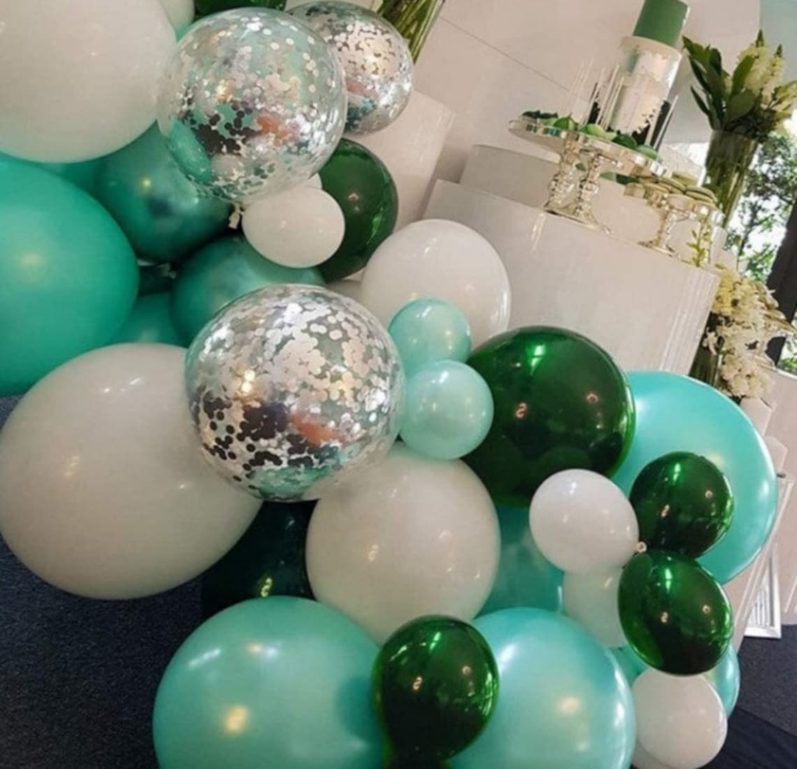Green & Silver Balloon Garland Kit Wedding Decoration Kit Etsy
