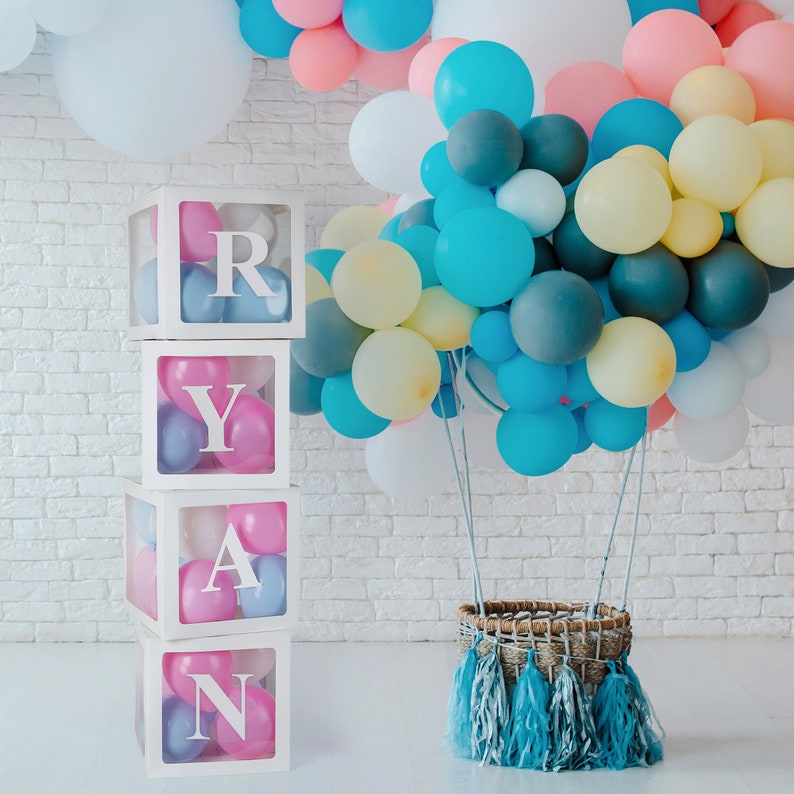 Customizable Baby Block Balloon Box With Letters Baby Shower Etsy