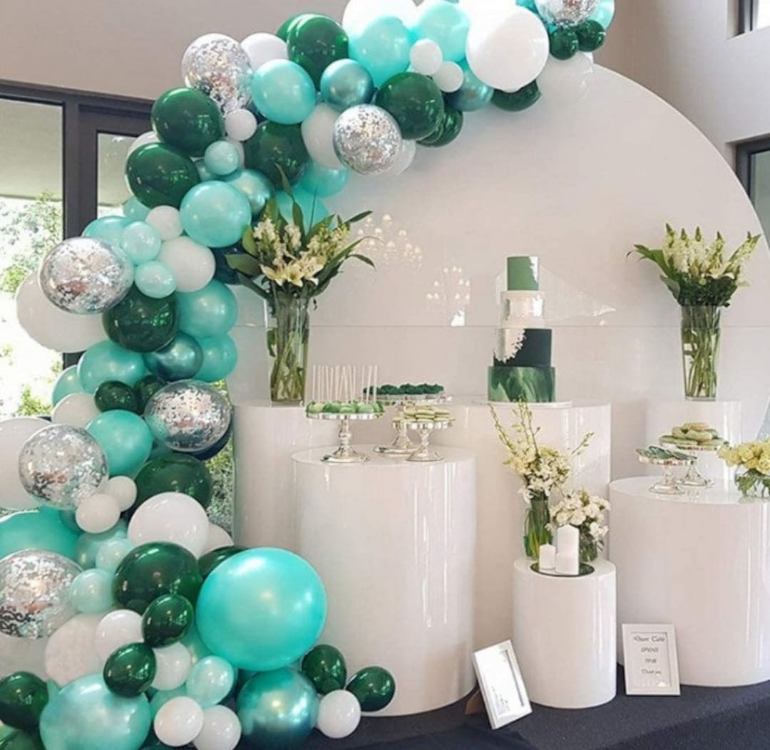 Green & Silver Balloon Garland Kit, Wedding Decoration Kit, Bridal
