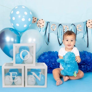 First Birthday Balloon Boxes for Baby Girl or Baby Boy, 1st Birthday ...
