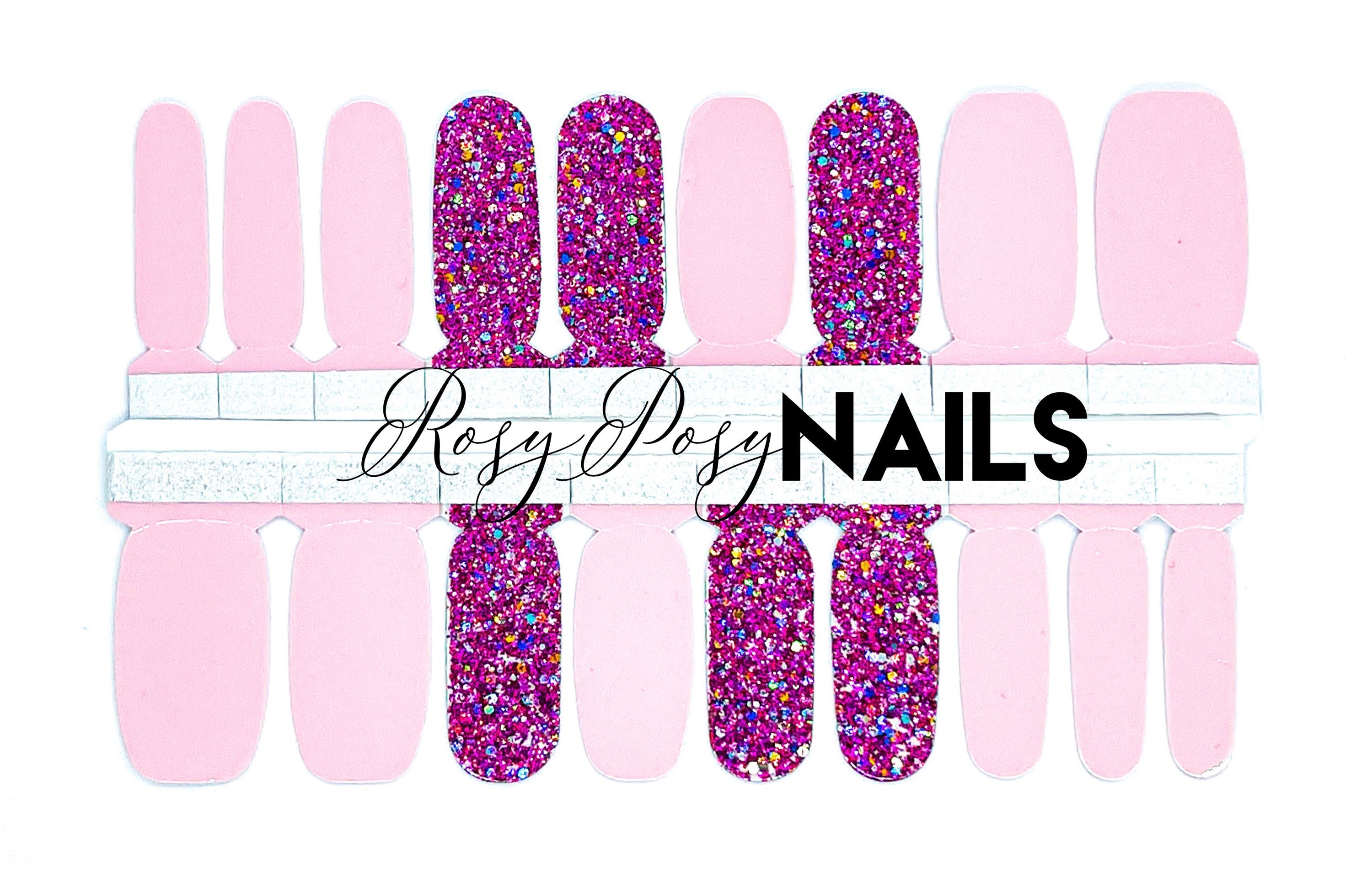 Pink Glitter Nail Wraps Nail Wraps Pink Nails Self Care Etsy