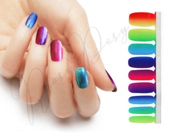 Rainbow Nail Wraps | 100% Real Nail Polish | Nail Wraps | Nail Stickers | Pride Nail Wraps | Nail Strips | Colorful Nail Wraps | Nails