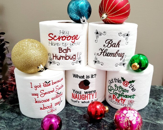 Embroidered Toilet Paper for Christmas, Christmas Gag Gift, Christmas