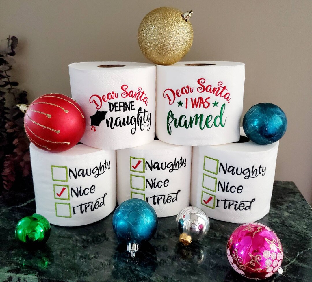 Embroidered Toilet Paper for Christmas, Christmas Gag Gift, Christmas