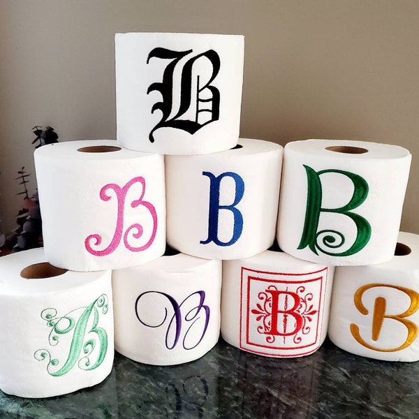 Embroidered Toilet Paper, Custom Monogram, Personalized Gifts, Party or Home Decor