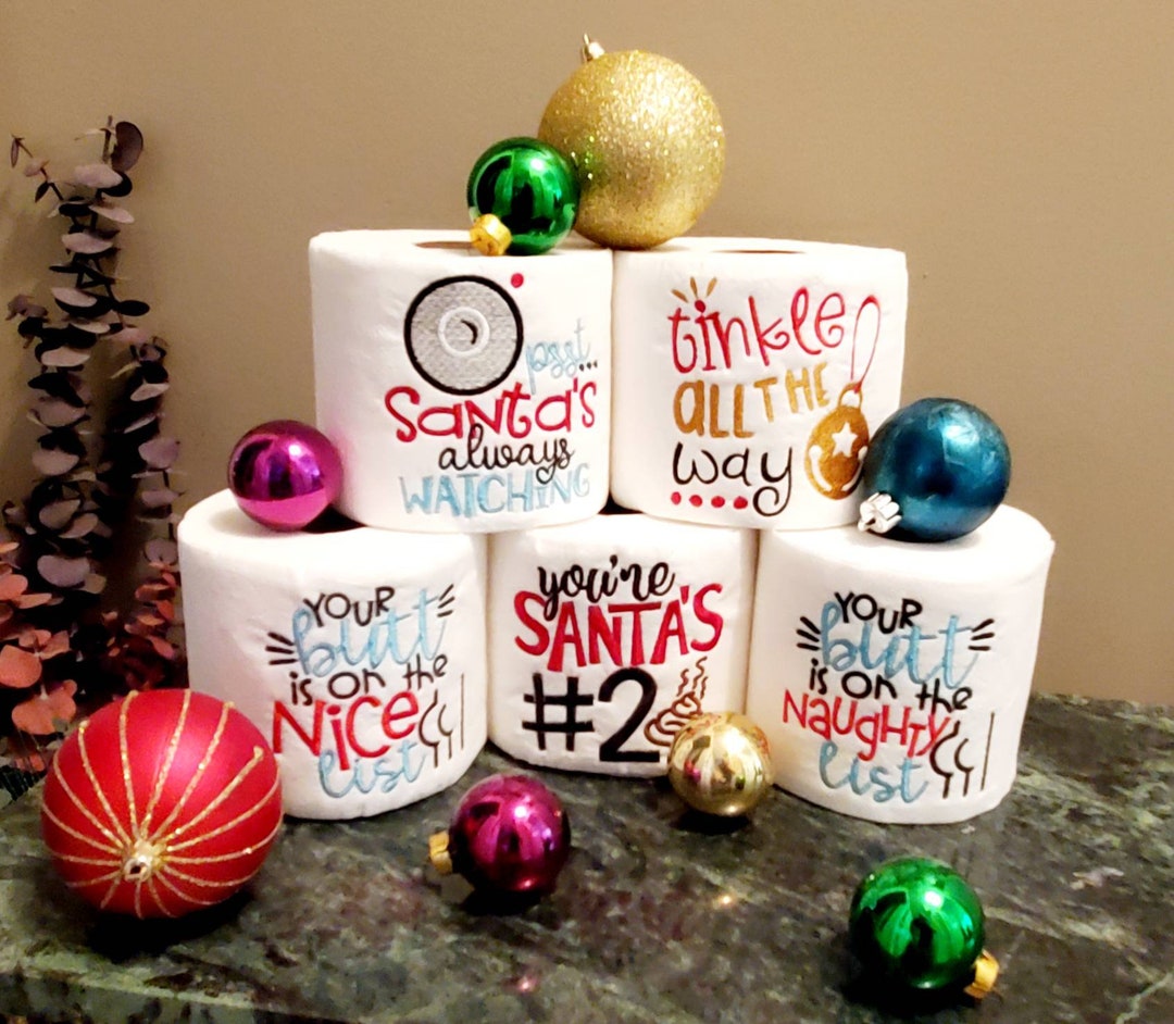 Embroidered Toilet Paper for Christmas, Christmas Gag Gift, Christmas